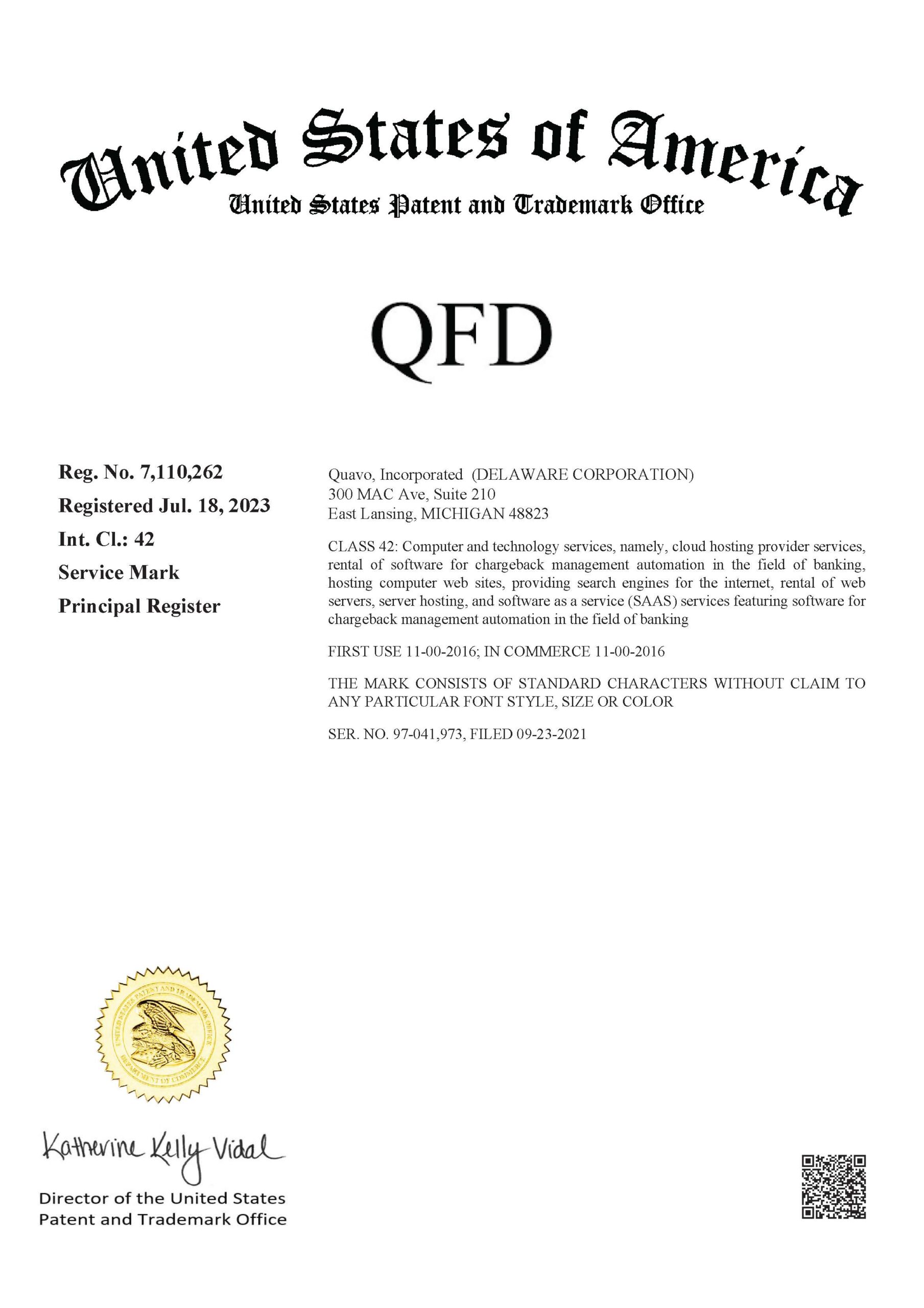 QFD trademark registration 